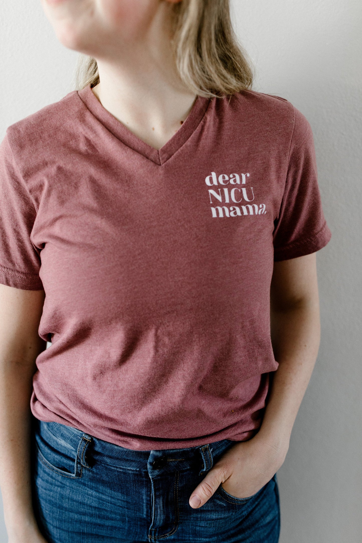 Mauve "You Are Not Alone" Ladies Vneck