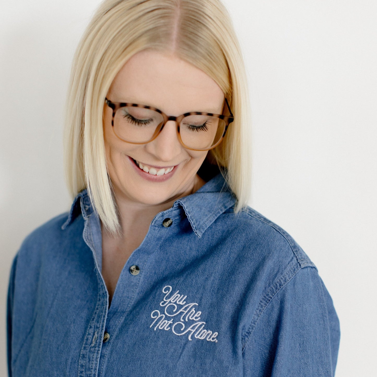 "You Are Not Alone" Embroidered Denim Shirt