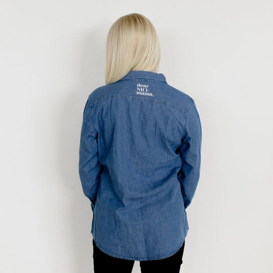 "You Are Not Alone" Embroidered Denim Shirt