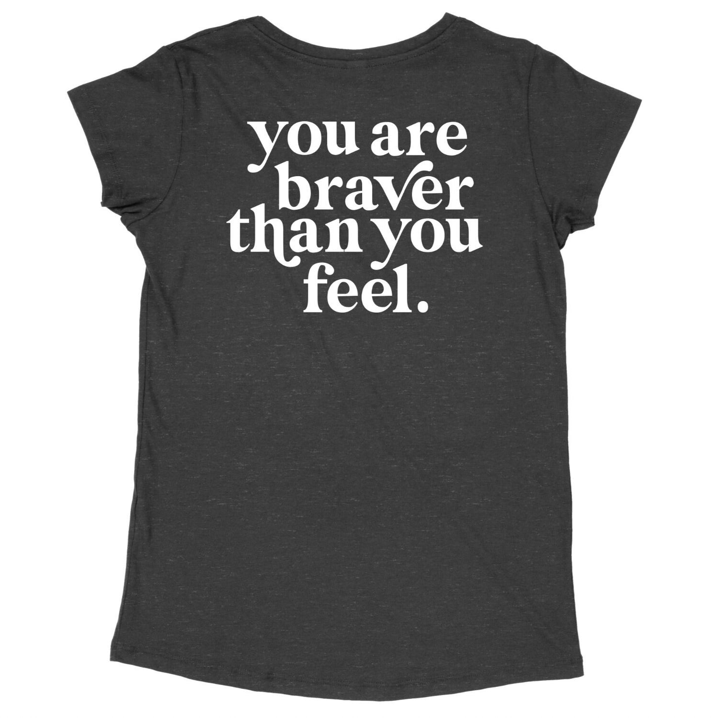 Soft Grey "You Are Braver Than You Feel" Ladies Vneck