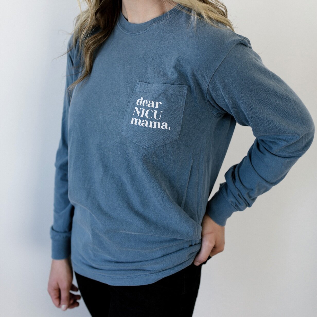 Denim Blue "You Can Do This" Pocket Long Sleeve