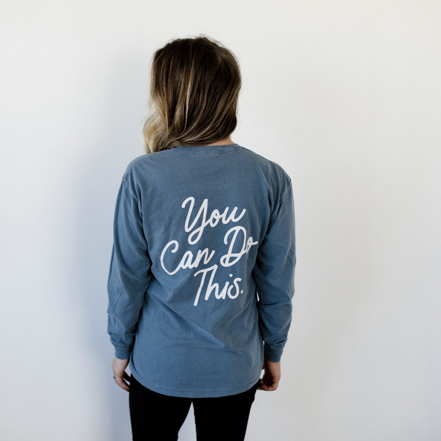 Denim Blue "You Can Do This" Pocket Long Sleeve