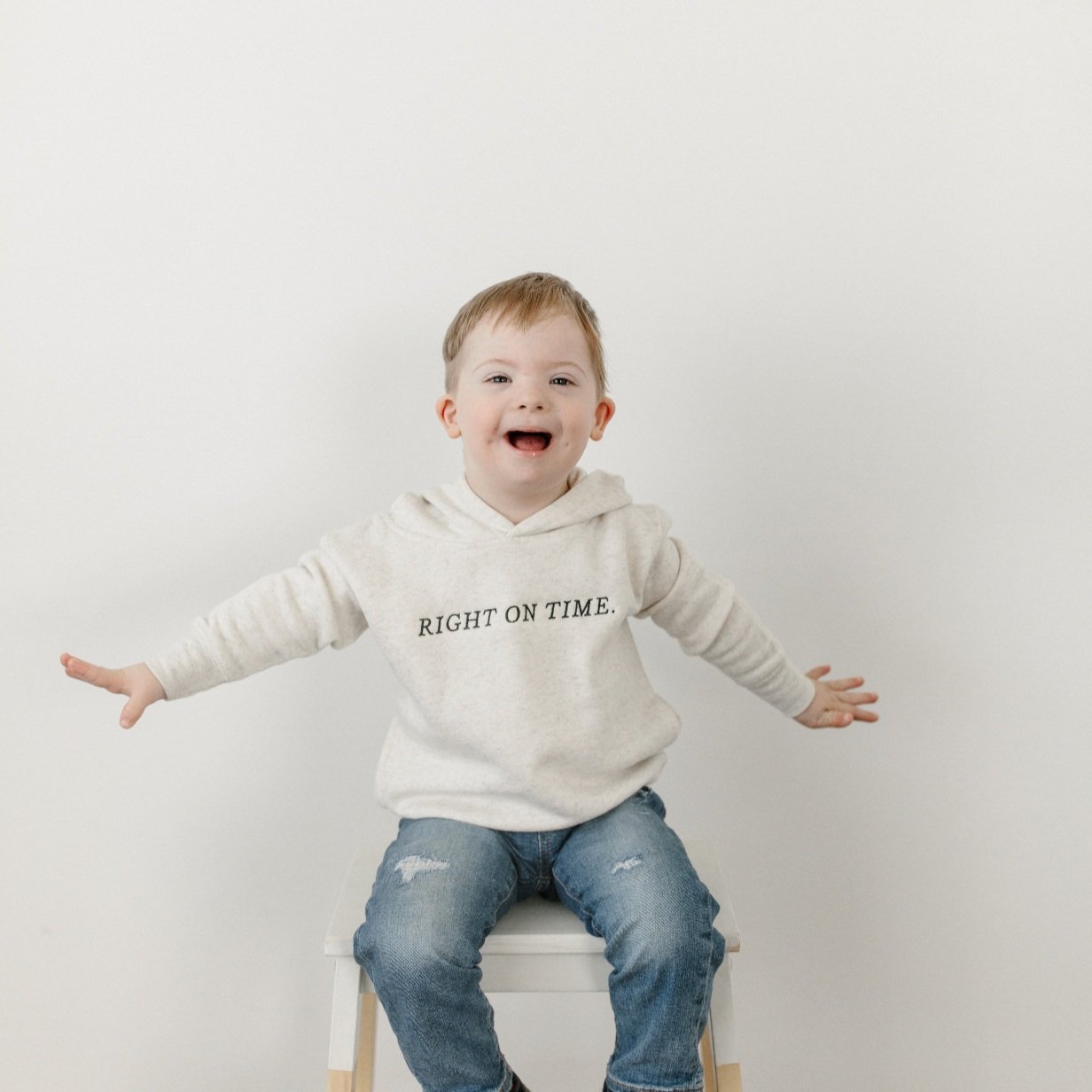 “Right on Time” Toddler Pullover Fleece Hoodie