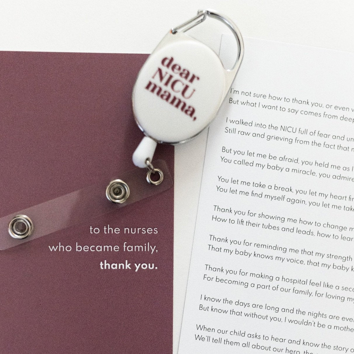 NICU Nurse Gratitude Poem + Badge Reel Gift Set