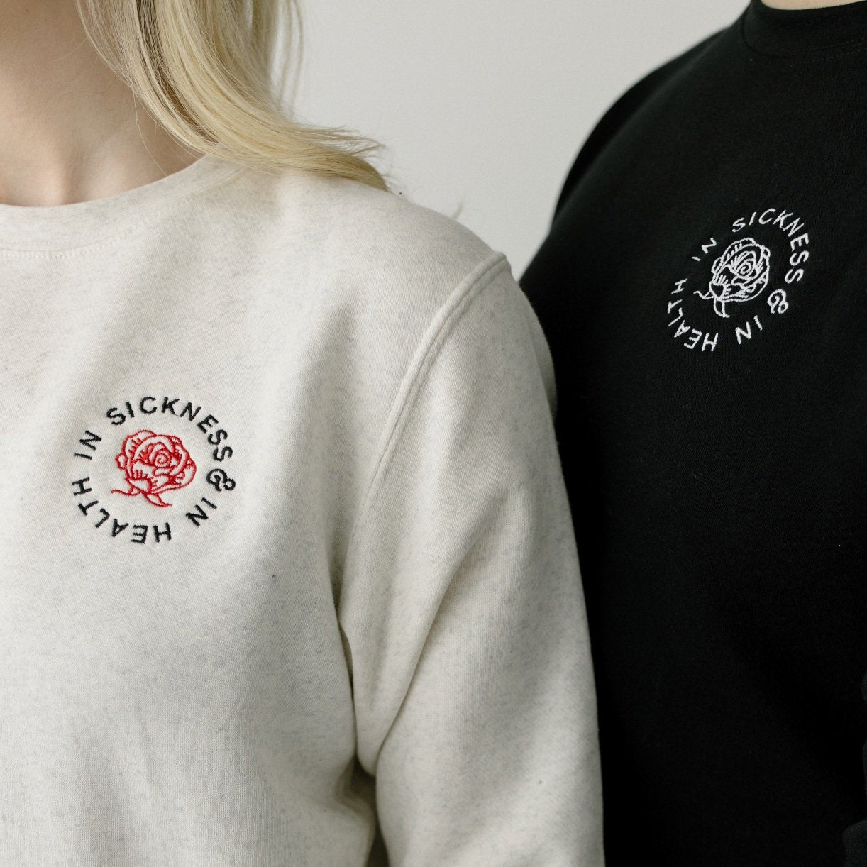 “In Sickness & In Health” Embroidered Patch Crewneck Sweatshirt