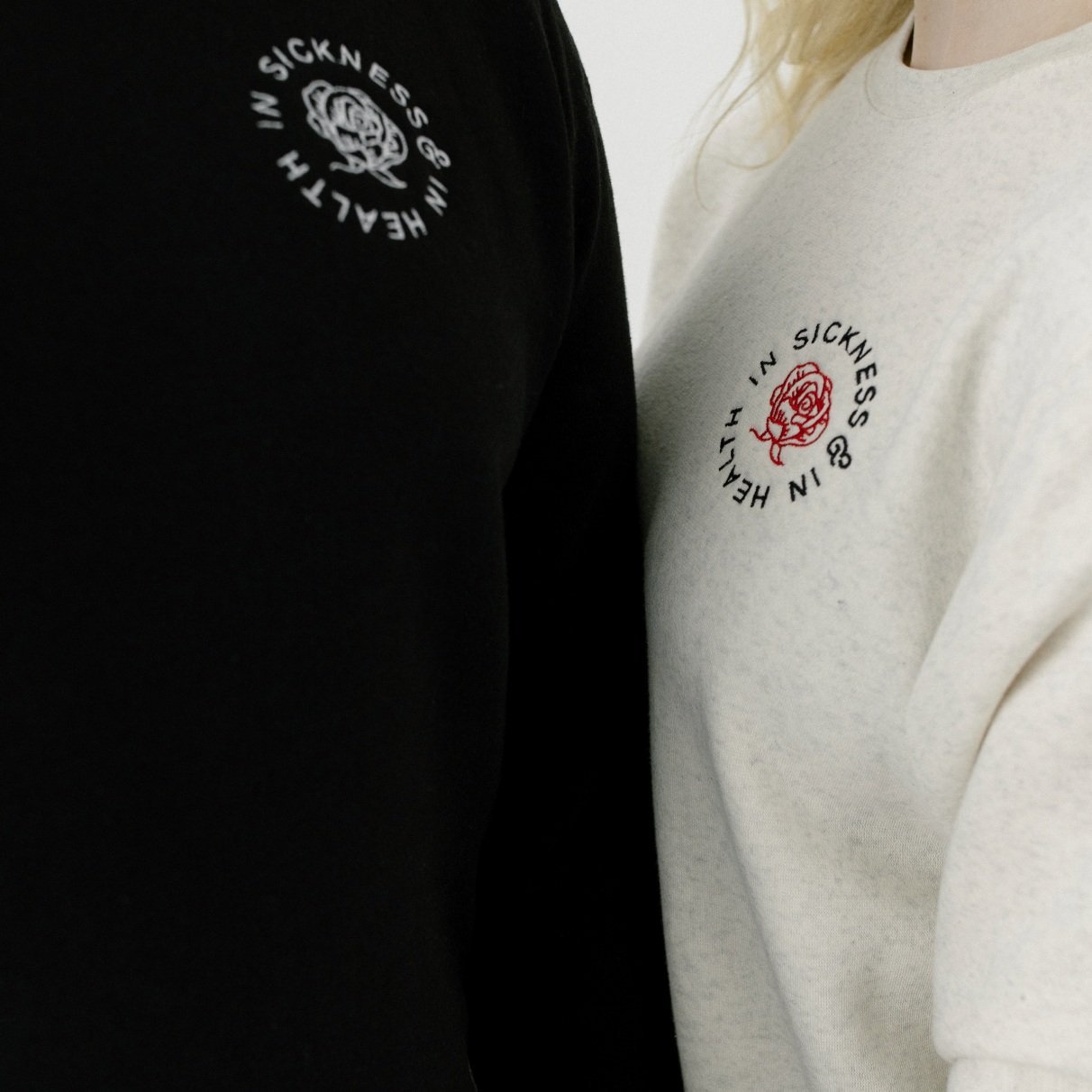 “In Sickness & In Health” Embroidered Patch Crewneck Sweatshirt