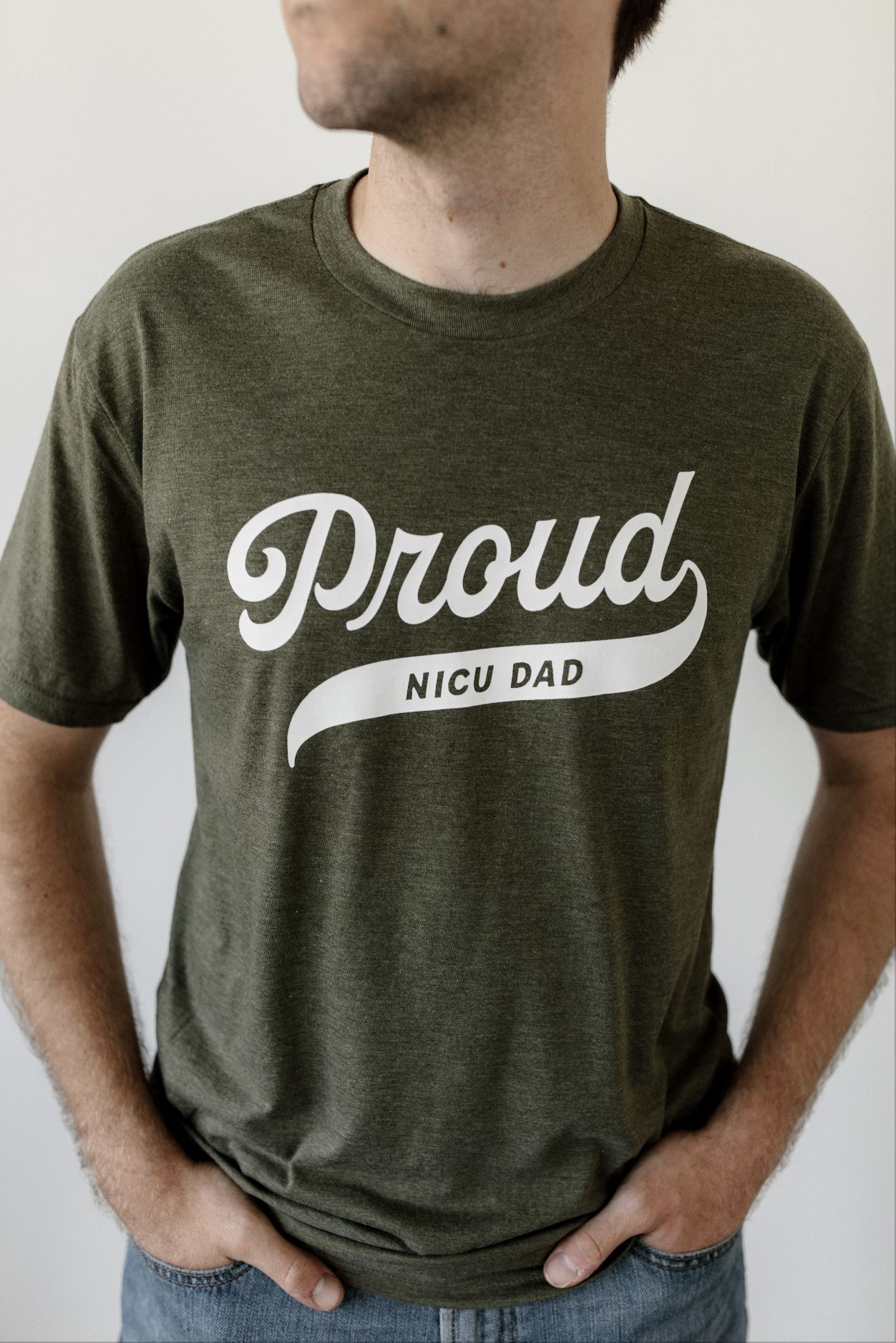 Olive Green "Proud NICU Dad" Tee
