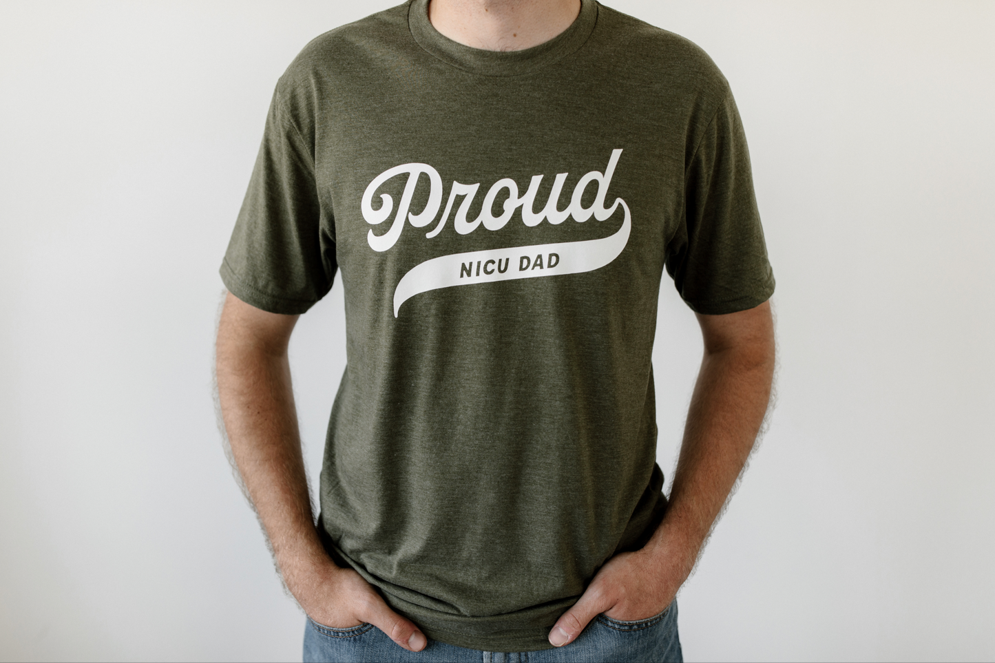Olive Green "Proud NICU Dad" Tee
