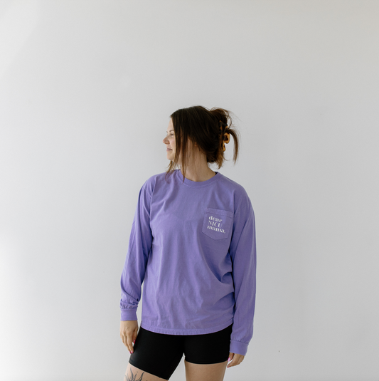 Violet "Be Proud of Who You've Become" Long-Sleeve Pocket Tee