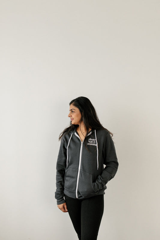 Soft Grey "You Are Braver Than You Feel" Zip-Up Sweatshirt