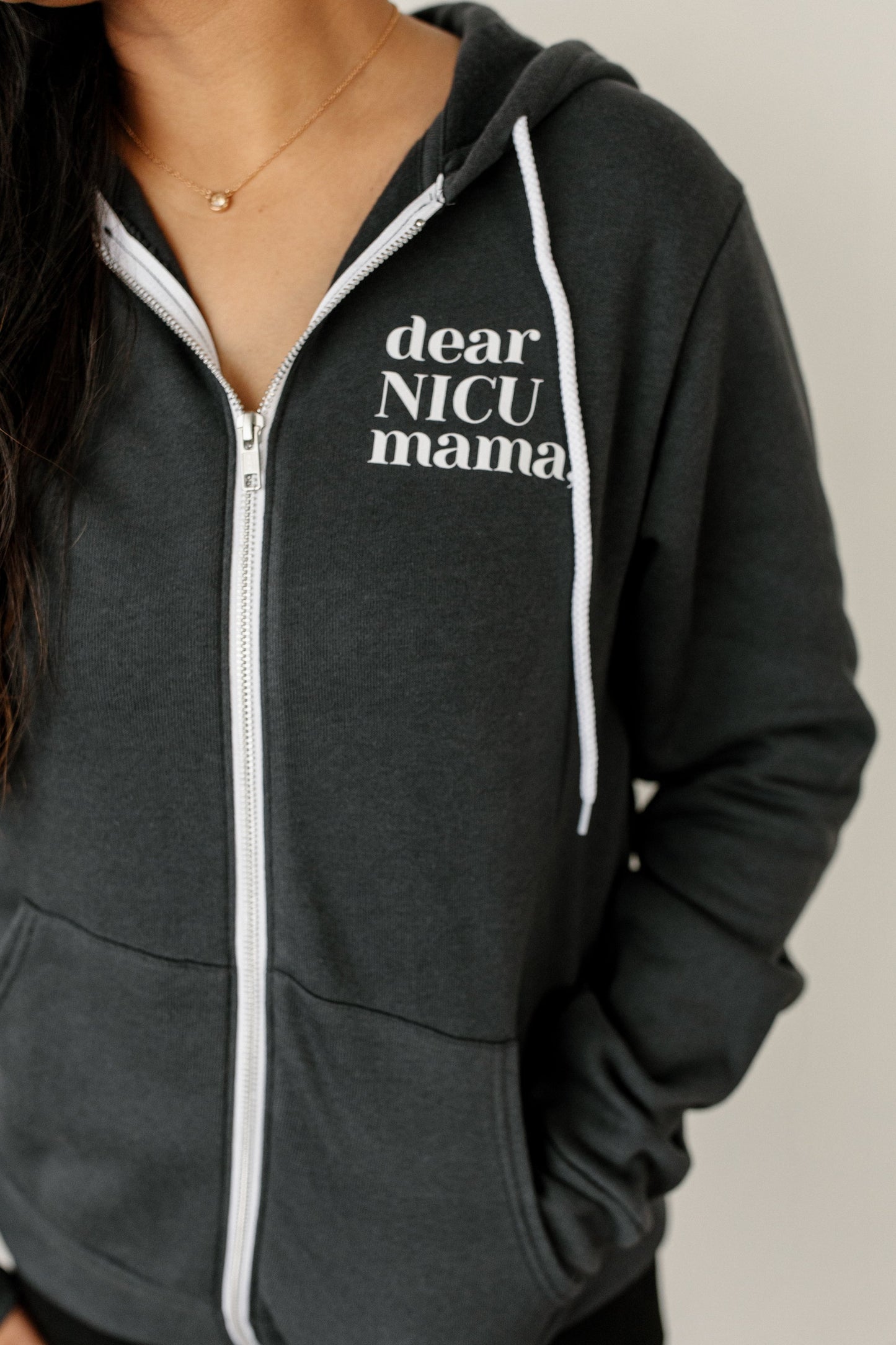 Soft Grey "You Are Braver Than You Feel" Zip-Up Sweatshirt