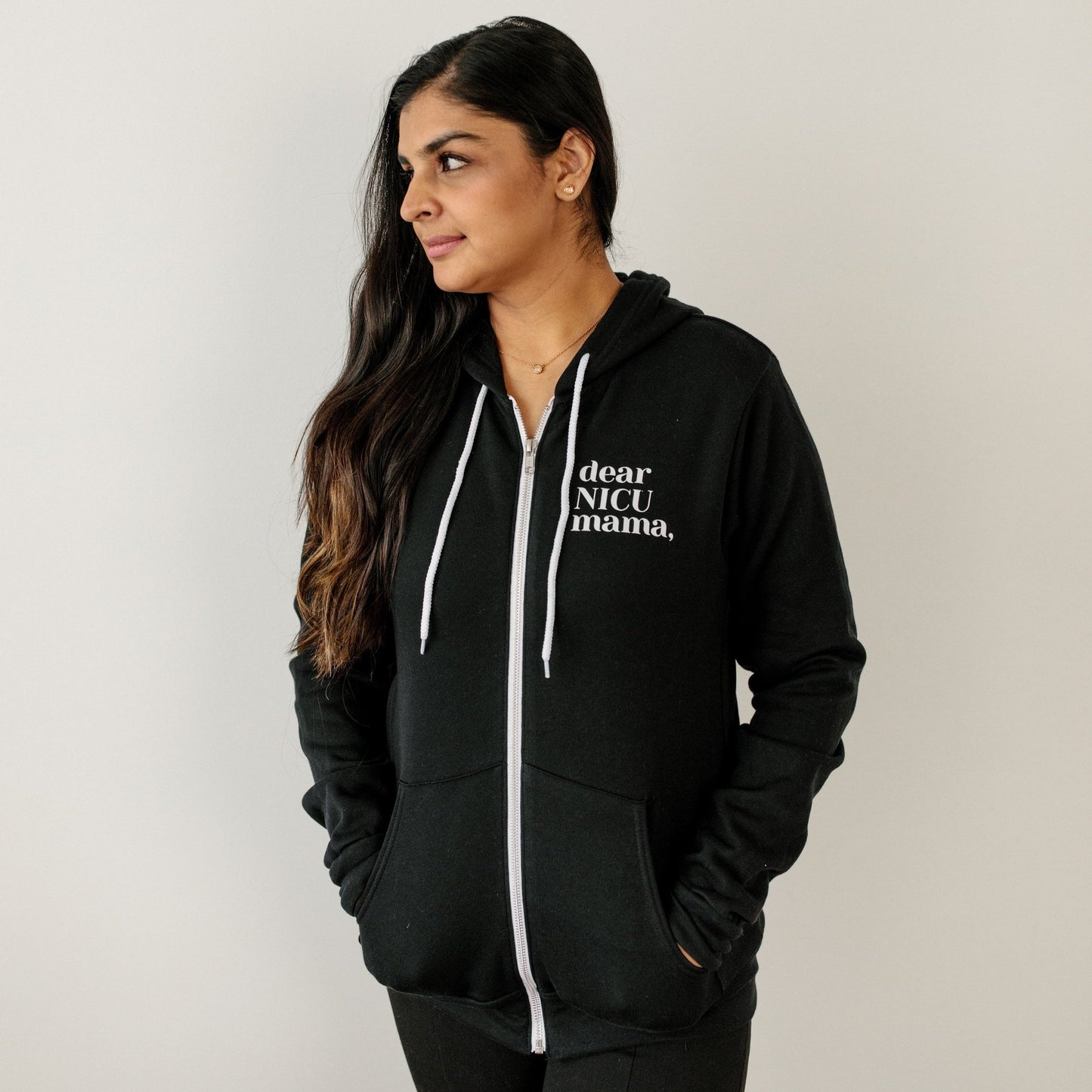 Black "Be Proud of Who You've Become" Zip-Up Sweatshirt