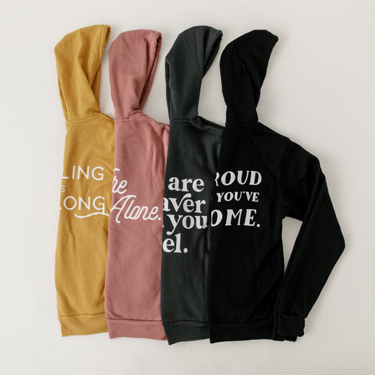 Mauve "You Are Not Alone" Zip-Up Sweatshirt