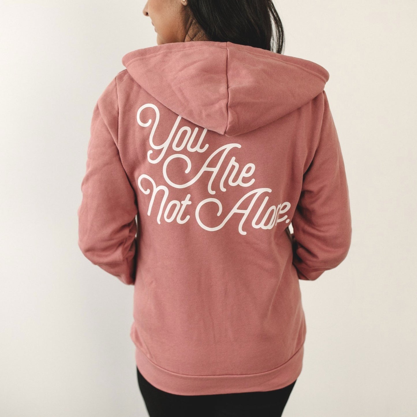 Mauve "You Are Not Alone" Zip-Up Sweatshirt