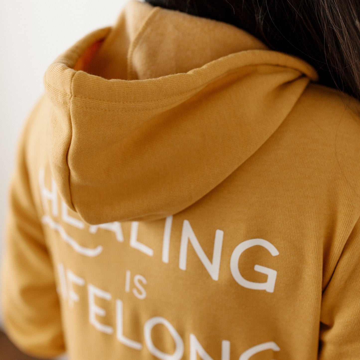 Mustard "Healing is Lifelong" Zip-Up Sweatshirt