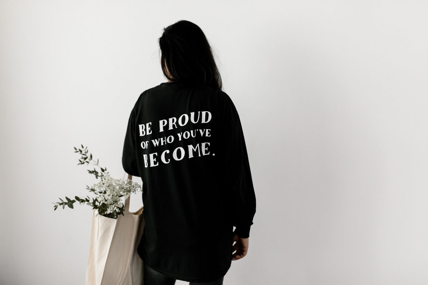 Black "Be Proud of Who You've Become" Pocket Long Sleeve