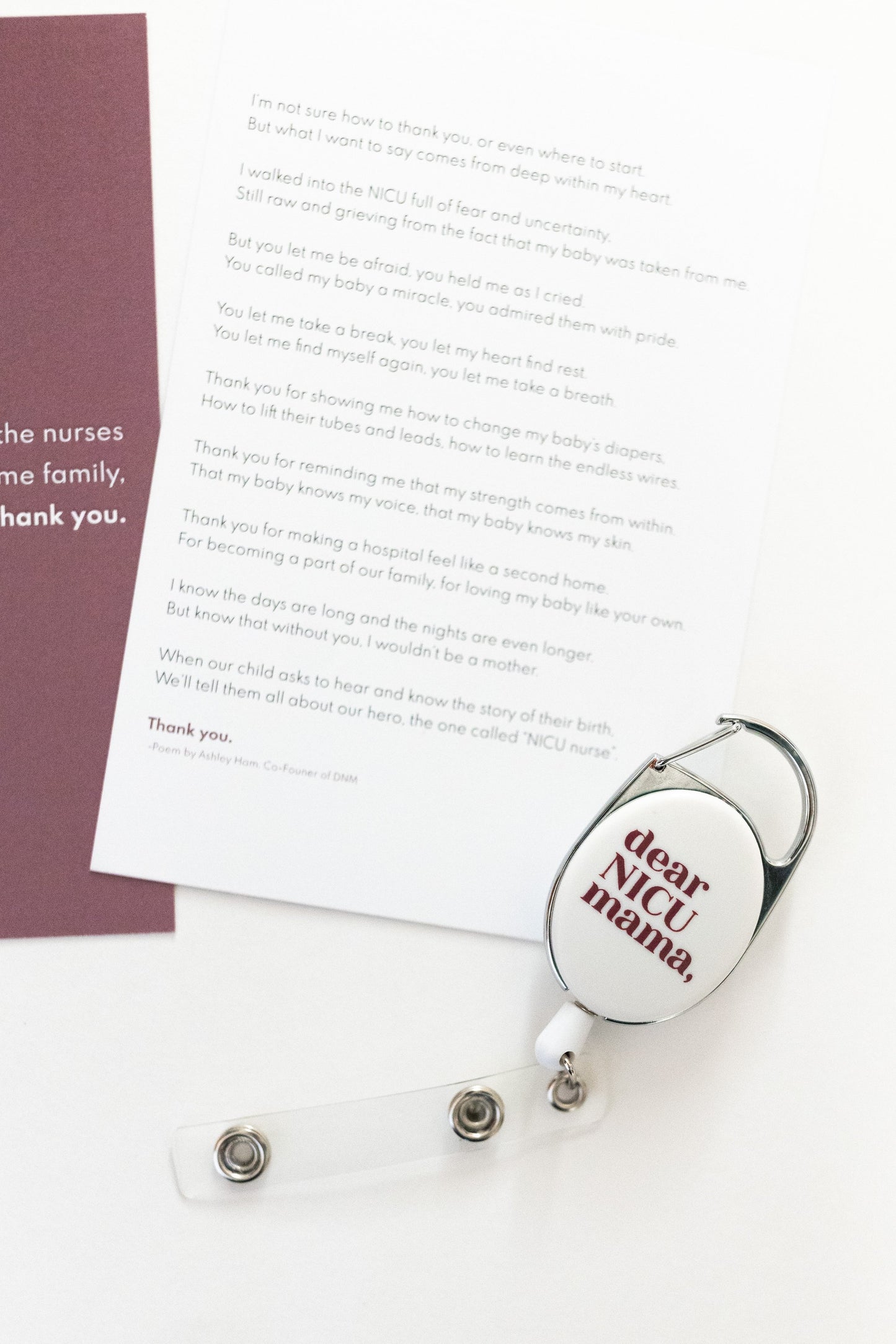 NICU Nurse Gratitude Poem + Badge Reel Gift Set