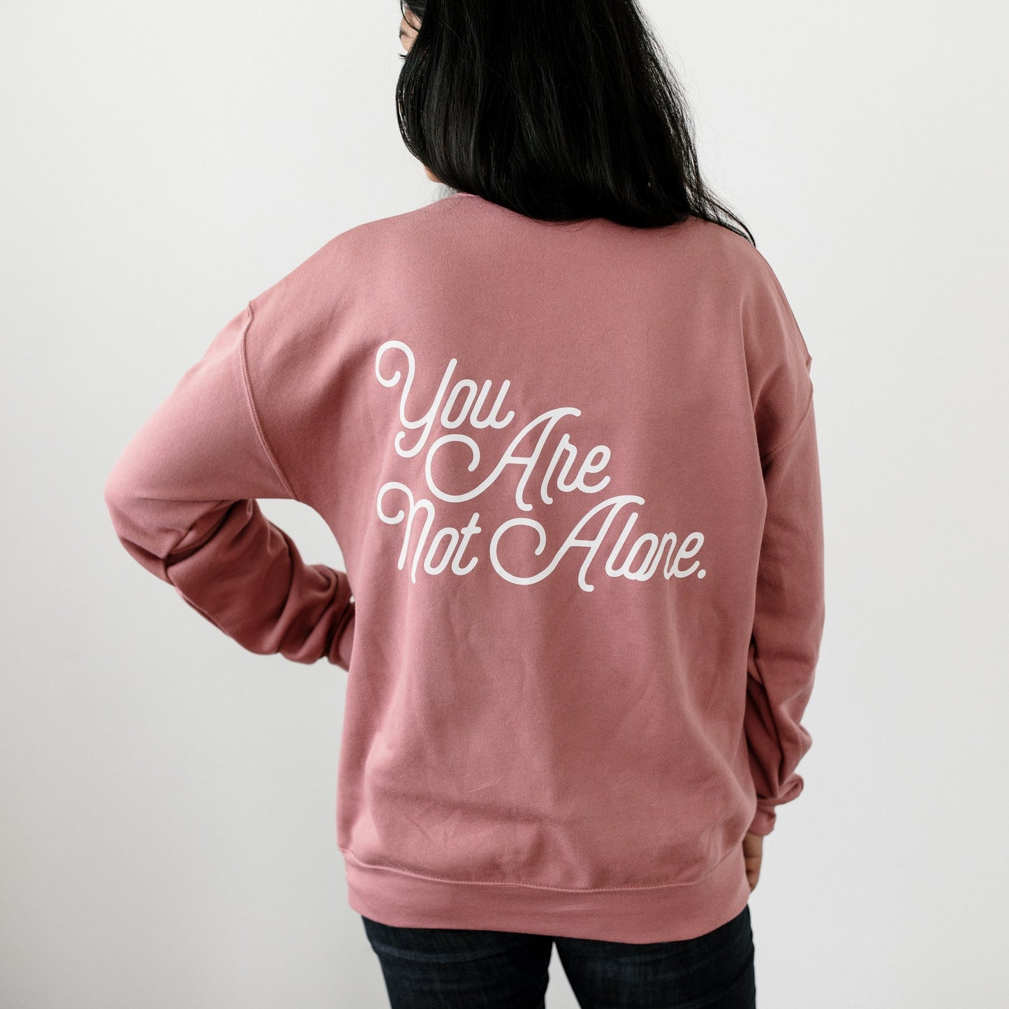 Mauve "You Are Not Alone" Drop Shoulder Sweatshirt