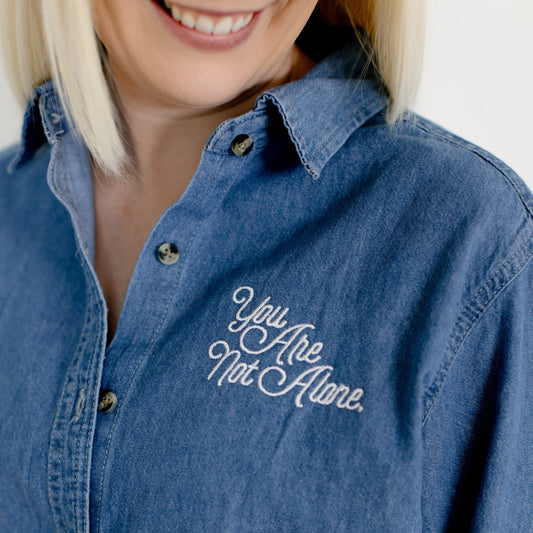 "You Are Not Alone" Embroidered Denim Shirt