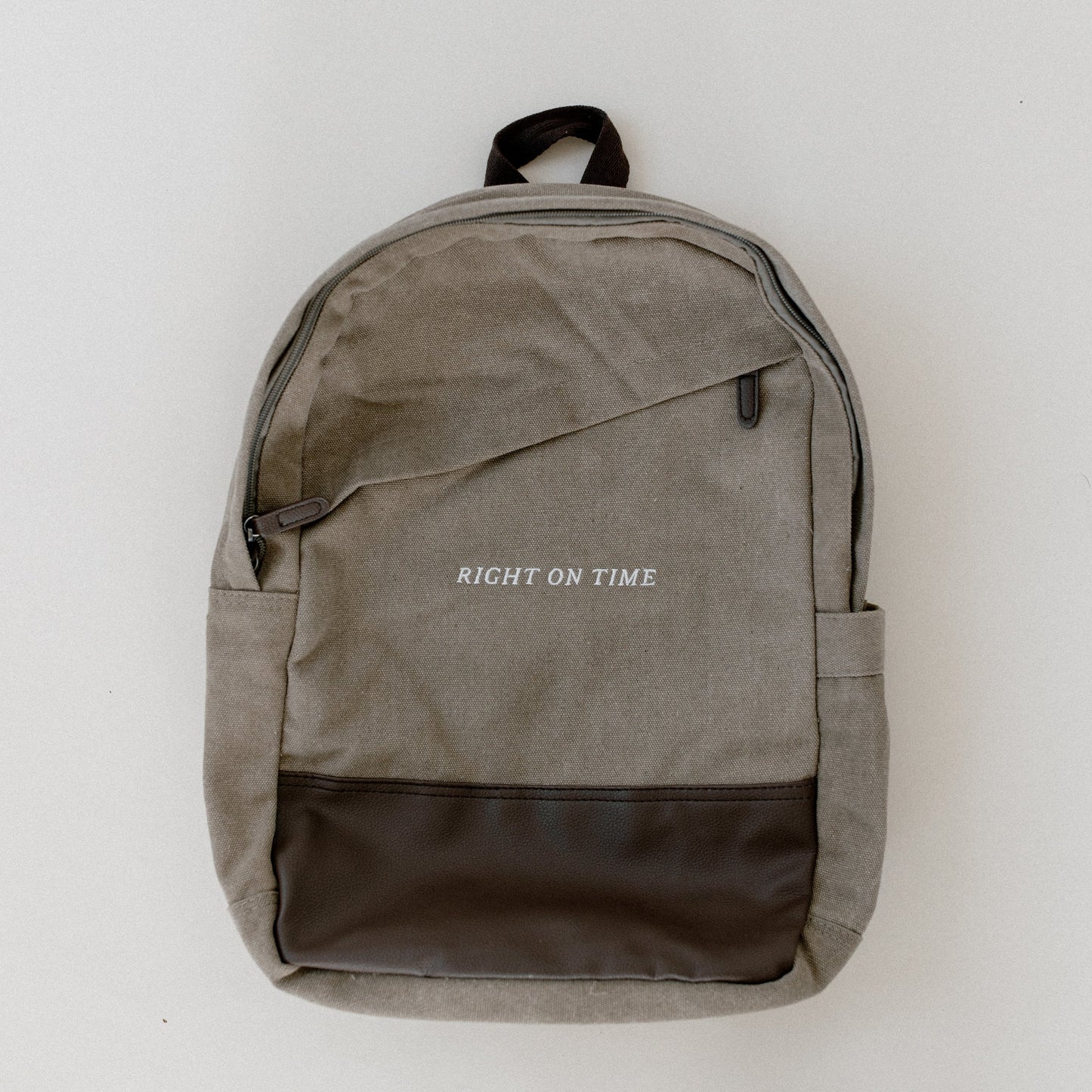 "Right On Time" Canvas Backpack