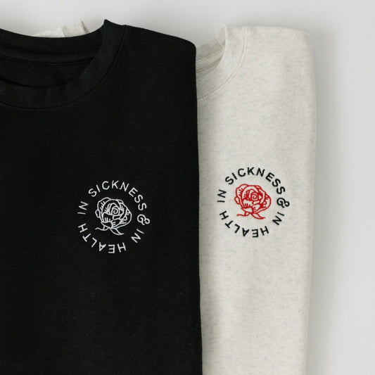 “In Sickness & In Health” Embroidered Patch Crewneck Sweatshirt