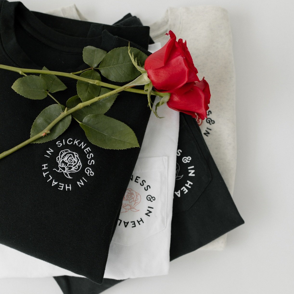 “In Sickness & In Health” Embroidered Patch Crewneck Sweatshirt