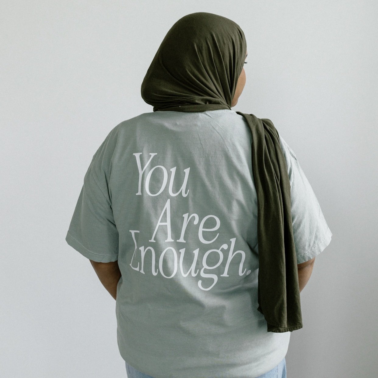 NEW! Sage Green "You Are Enough" Short-Sleeved Tee (Limited Edition!)