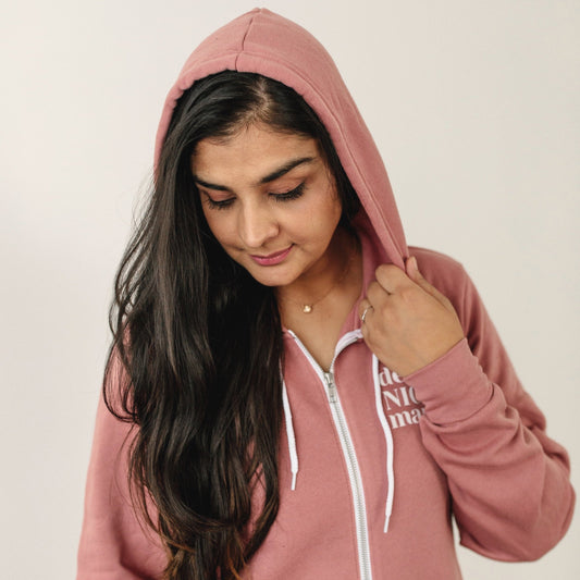 Mauve "You Are Not Alone" Zip-Up Sweatshirt