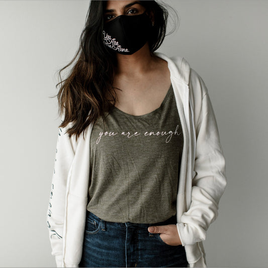 Cream "You Are Enough" Zip-Up Sweatshirt