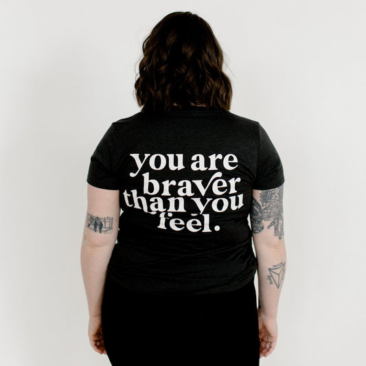 Soft Grey "You Are Braver Than You Feel" Unisex Vneck